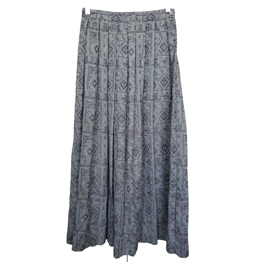 Saks Fifth Avenue The Works Vintage Gray Aztec Pleated Maxi Skirt Size 4